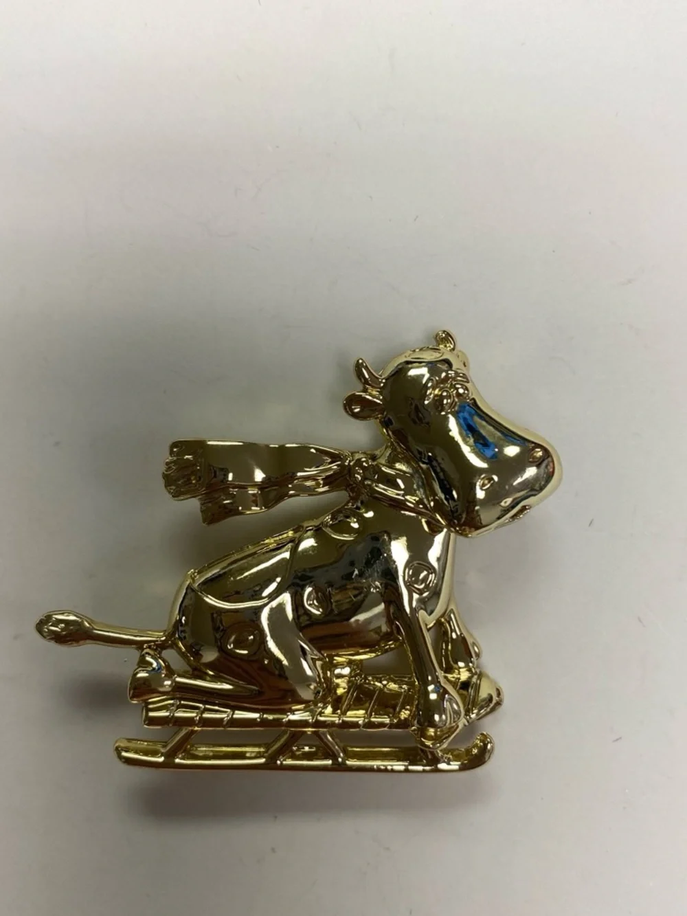 Vintage AJC Gold tone Cow Sled brooch